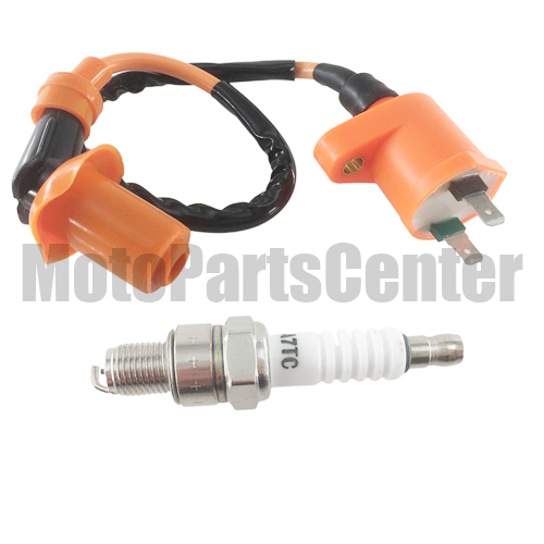 HP Racing GY6 Ignition Coil + Spark Plug - Click Image to Close