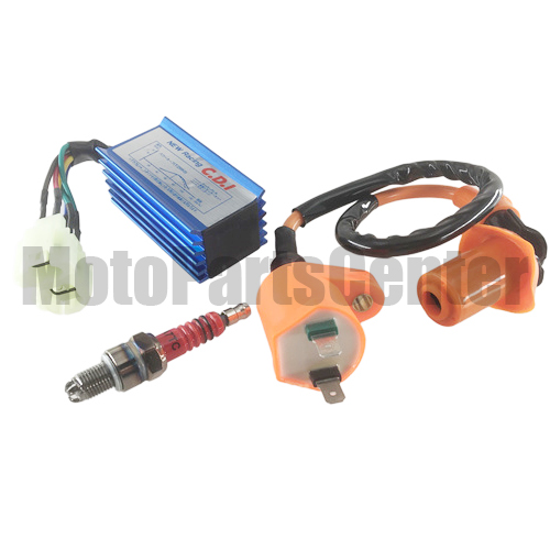 HP Racing GY6 Ignition Coil + Spark Plug + CDI - Click Image to Close