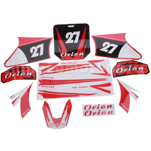 Decals for 50-125 Dirtbike-Red No.27 - Click Image to Close