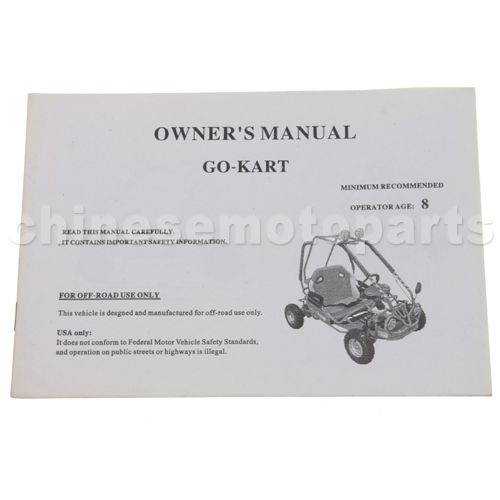 Owner's Manual For Go-Kart - Click Image to Close